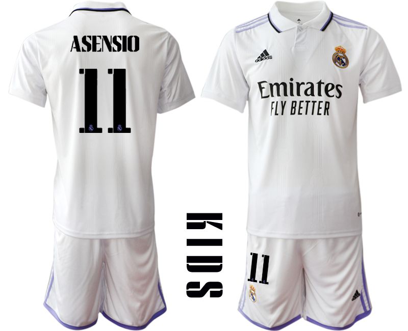 Youth 2022-2023 Club Real Madrid home white #11 Soccer Jersey->youth soccer jersey->Youth Jersey